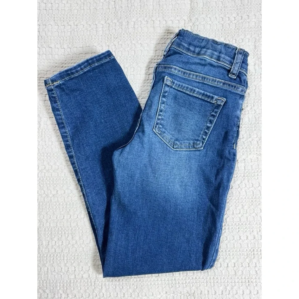 Children's Place Girls Straight‎ Jeans Size 8 Adjustable Waist Dark Wash Blue